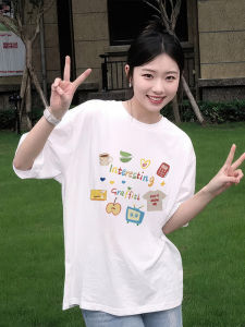 Pure Cotton Short Sleeve Womens T-Shirt White Base Summer New Style Half Sleeve Body Shirt Unique Design Korean Style Top