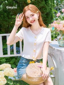 HEYINI | Áo Thun Cổ V viền Tai Gỗ