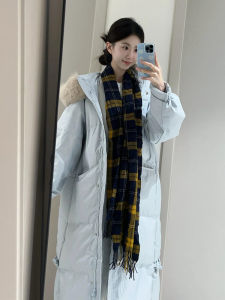 New Chinese Style Long down Jacket Womens 90 White Duck down Coat Winter Korean Version Slim Fit Large Fur Collar Trendy