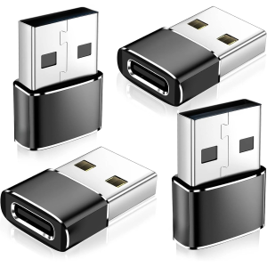 4-Pack USB C to USB a Male Adapter Type-C OTG Converter for Car Charger Fast Charging Data Sync Compatible with iPhone15 16 17