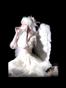60/80 CM White Angel Fairy Wing for Kids Angel Costume Feather Wings for Halloween Christmas Eve Cosplay