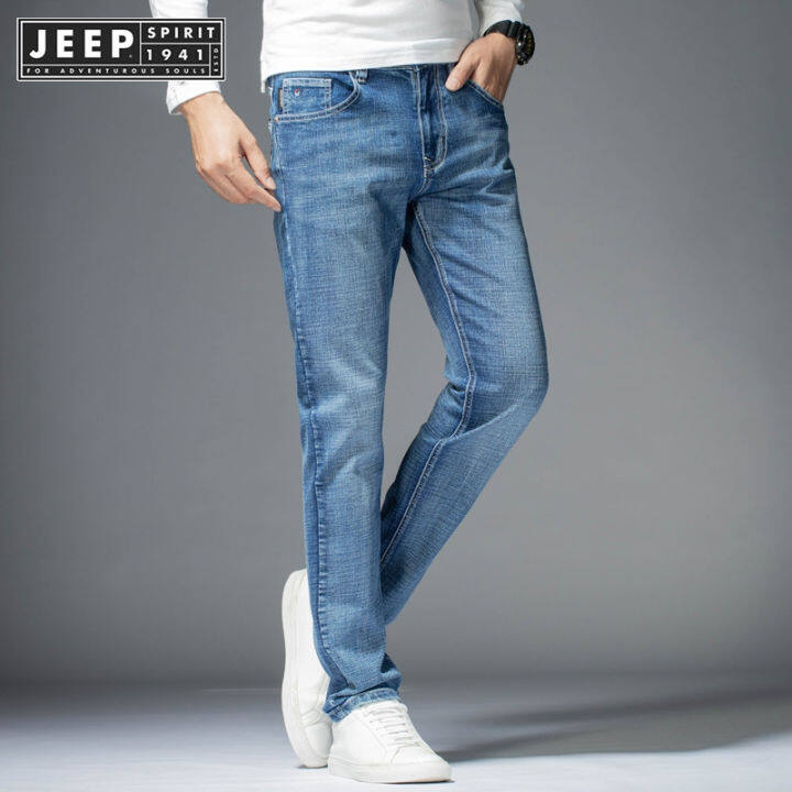 Jeep Spirit 1941 estd casual jeans, loose cotton straight leg jeans ...