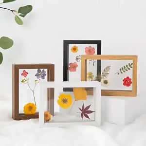 Transparent Glass Wooden Photo Floating Frame Picture Frame Plant Dried Flower Specimen Vintage