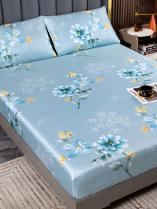 Ice Silk Summer Single Piece Bed Canopy Cool Mat Anti-Slip Bedding Protector Cover Durable Plant Floral Design Bedding Set