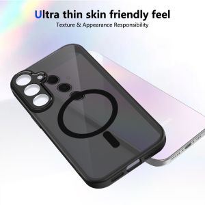 For Samsung Galaxy S24/S24 Ultra/S24 Plus/S24 FE/S24+/S24fe/S24U Magnetic Case Matte Black Phone Cover Wireless Charging