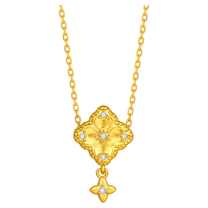 Four-Leaf Clover Tassel 24K Gold Pendant