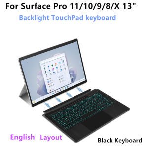 AJIUYU | Bluetooth Keyboard For Microsoft Surface Pro 11 2024 10 9 8 X Wireless TouchPad Backlit Keyboard for Surface Pro11 Pro10 Pro9/8