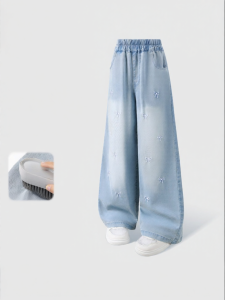 JS | Cool Summer Breathable Tencel Wide-leg Jeans Girls Pants