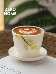 Exquisite Hand-Painted Ceramic Coffee Cup Zero Home Simple Osmanthus Pig Mouth Cup Professional Latte Art Cup Chinese Style