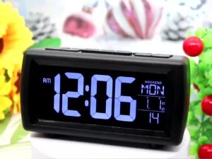FM Radio Alarm Clock Retro Digital Desk Clock for Bedside Kitchen Living Room 7 Color Font Date Week Display