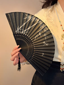 Quạt Phong Cách Trung Hoa Mới Quạt Gấp Phong Cách Cổ Điển Cho Phụ Nữ Quạt Nhỏ Di Động Quạt Vải in Họa Tiết Mây Tre