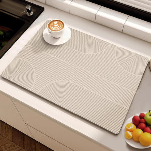 Modern Minimalist Lines Diatom Mud Dish Drying Mat Super Absorbent NonSlip Kitchen Drain Pad for Tableware Coffee Machine Decor