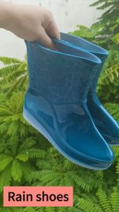 Rain Boots for Women Fashionable Mid-calf Rain Shoes Non-slip Korean Style Versatile Wear-resistant Rain Boots