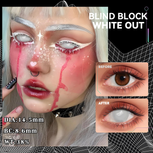 Visuashow Cosplay Color Contact Lenses 1Pair Yearly Anime Small Pupil Color Contacts Block Blind Black & White Lens for Parties