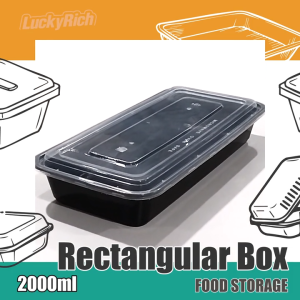 LuckyRich - Rectangular Box 50pcs 2000ml with lid cover for Food Container Storage