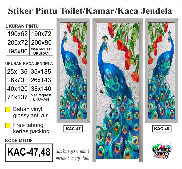 Stiker Kaca Jendela dan Pintu Motif Merak Seperti Kaca (gambar satu ...