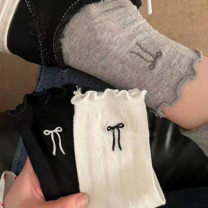 Denoswim Lolita Vớ nơ đáng yêu Cho mùa hè cho trẻ em Thoáng Khí Mỏng Vớ Lỏng Y2K Hàn Quốc cho nữ màu trơn tất ống dài trung bình