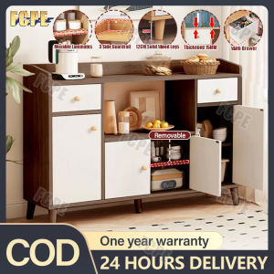 【Free Shipping】Kitchen Cabinet Multifunctional Side Cabinet Sideboard Simple Household Storage Cabinet Locker Oven Microwave Shelf Wood Cabinet For KIthcen Storage 4 Doors 120CM KItchen Cabinet High-Quality Large Load-Bearing With Drawer