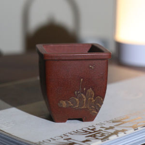 Purple Sand Flower Pot Miniature Clay Painting Bonsai Basin Mini Special Small Basin Desktop Square Palm Pot Handle Decoration