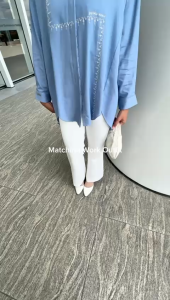 Zysku Xena | Dove Shirt - 2 Warna | Kemeja Bordir Denim Oversize Allsize Lengan Panjang Wanita