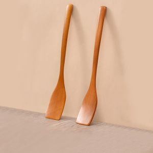 Small Chinese Style Wood Spoon Slanted Mouth Home Breakfast Long Handle Scrambled Eggs Steak Flat Bottom Non-Stick Pan Cooking Tool