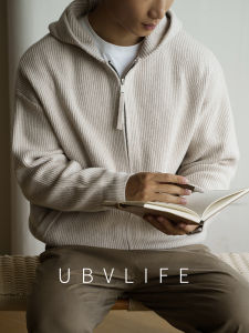 UBV | Wool Blend Mens Fall Hooded Zipper Jacket