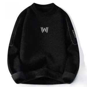 ROMON | Lomond Mens Round Neck Knitwear Winter New Loose Casual Thick Warm Overhead Base Shirt Inner Wear Fashion Urban Style Long Sleeve