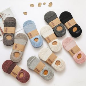 Socks Mens Winter Pure Cotton Fleece-lined Extra Thick Fluffy Loop Socks Winter Low Cut Sports Deodorant and Sweat-Absorbing Thermal Towel Ankle Socks