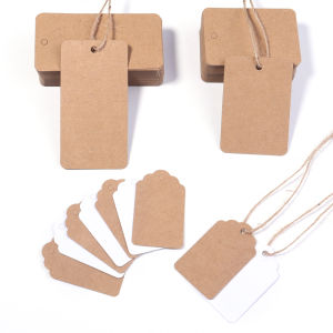 100pcs/lot With Hang Rope Kraft Paper Card Blank Cardboards Hang Price Tags For Fit Clothes Jewelry Details Sale Price Display
