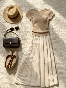 QINGMUZI | Summer New Style Hangeul Gentle Look Loose Fitting Commuter Set