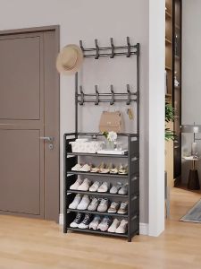 [CLOSET MALL]4/5 Tier Shoe Rack Organizer Stainless Steel Floor-standing Double Pole Clothes Rack Storage Stand Rack Shelf