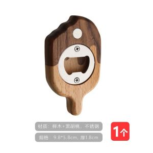 Real Wood Beer Opener Magnetic Fridge Decorative Stick Bottle Opener Handheld Beer Wrench Personalized Creative Wine Opener