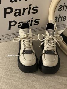 YesDay American Retro Martin Boots Womens Thick Bottom Lace-Up Short Boots Autumn Winter New Style Versatile British Style