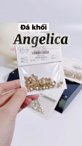 Đá khối chân bằng mini 13 màu TRÀ khoảng 100v mix sz từ 2-4mm (Túi) chính hãng Angelica đá cao cấp dán móng học nail