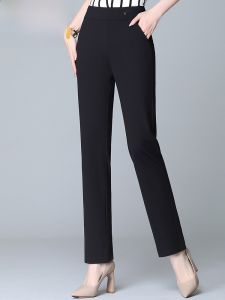 HENGYUANXIANG | Black Casual Straight Leg Pants Womens Slimming High Waist Drapey Versatile Spring Autumn New Style Qiaoaofei Natural Waist