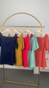 DELIVIA DRESS WANITA CREPE FLARIE / DRESS TERUSAN WANITA LENGAN PUFF