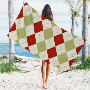 BILIBILI | Christmas Argyle Quick Drying Microfiber Beach Towel Lightweight for Swimming Camping Yoga - Bath Towel