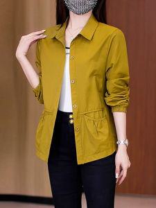 เสื้อแจ็คเก็ตผู้หญิงทรงหลวม แขนยาว ทรงหลวม ฤดูใบไม้ผลิและฤดูใบไม้ร่วง แฟชั่น เสื้อเชิ้ตผู้หญิง ทรงหลวม วัยรุ่น ลำลอง