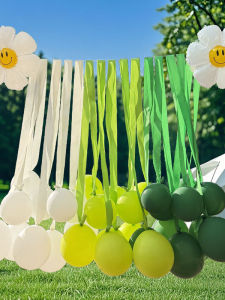 New Year School Event Childrens Green Decorative Balloon Ribbon Lawn Activity Costume Birthday Festive Supplies