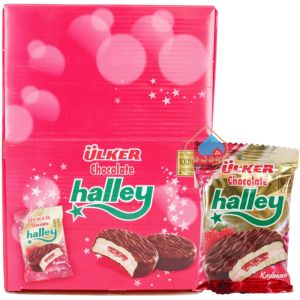Strawberry Flavor Cotton Candy Heart Shaped Chocolate Pie Snack 30g Halley Series Non Handmade Circle Form Chocolate Product