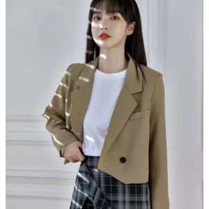 Áo Khoác Vest Ngắn Thời Trang Nữ 2024 Xuân Thu Thiết Kế Mới Tinh Tế Cao Cấp Áo Sơ Mi Nữ Chất Liệu Polyester Một Nút