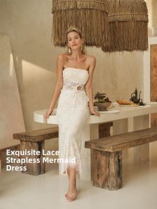 Atlantic Beach | Elegant Lace Beach Dress with Fish Tail Skirt