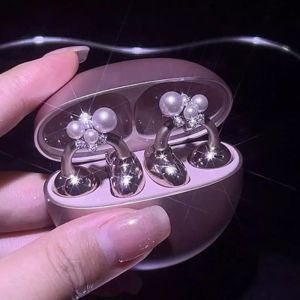 Elegant Rotating Blossom Ear Clip Earrings For Earphone Shining Non Pierced Flower Design For Office And Party