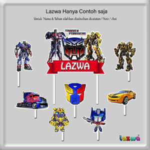 Topper cake transformer custom nama hiasan kue & buket