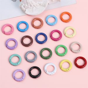 Colorful Candy Coated round Keychain Open Ring Spring Buckle DIY Handmade Mobile Phone Chain Bag Hook Buckle Fashion Jewelry