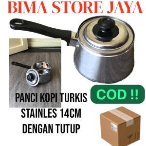 PANCI MASAK KOPI / TEH PLUS TUTUP UK 14cm STAINLES TEBAL ( COD )