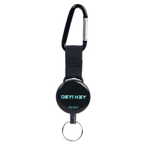 DEYIKEY | Anti-Loss Anti-Theft Climbing Carabiner with Black Elastic Fabric Strap and Coated Steel Wire Rope