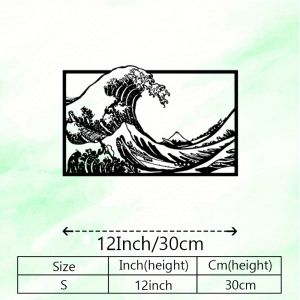 CIFbuy | CIFBUY Metal Wall Art Rustic Hokusai Wave Iron Craft Sculpture Indoor Outdoor Home Fence Decor Accent Plaque