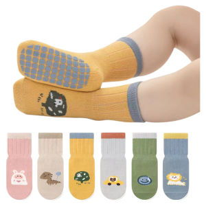 ถุงเท้าเด็กผ้าฝ้ายแท้กันลื่น ถุงเท้าเด็กผู้ชายและเด็กผู้หญิงสำหรับฤดูใบไม้ผลิและฤดูใบไม้ร่วง ถุงเท้าเด็กแบบครึ่งแข้ง