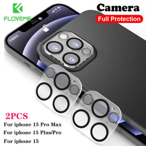 FLOVEME 2PCS Camera Lens Protector For iPhone 15 14 13 12 11 Pro Max 15 14 Plus Black Circle Tempered Glass Lens Screen Protector For iphone 13 12 Mini 15 14 13 12 11